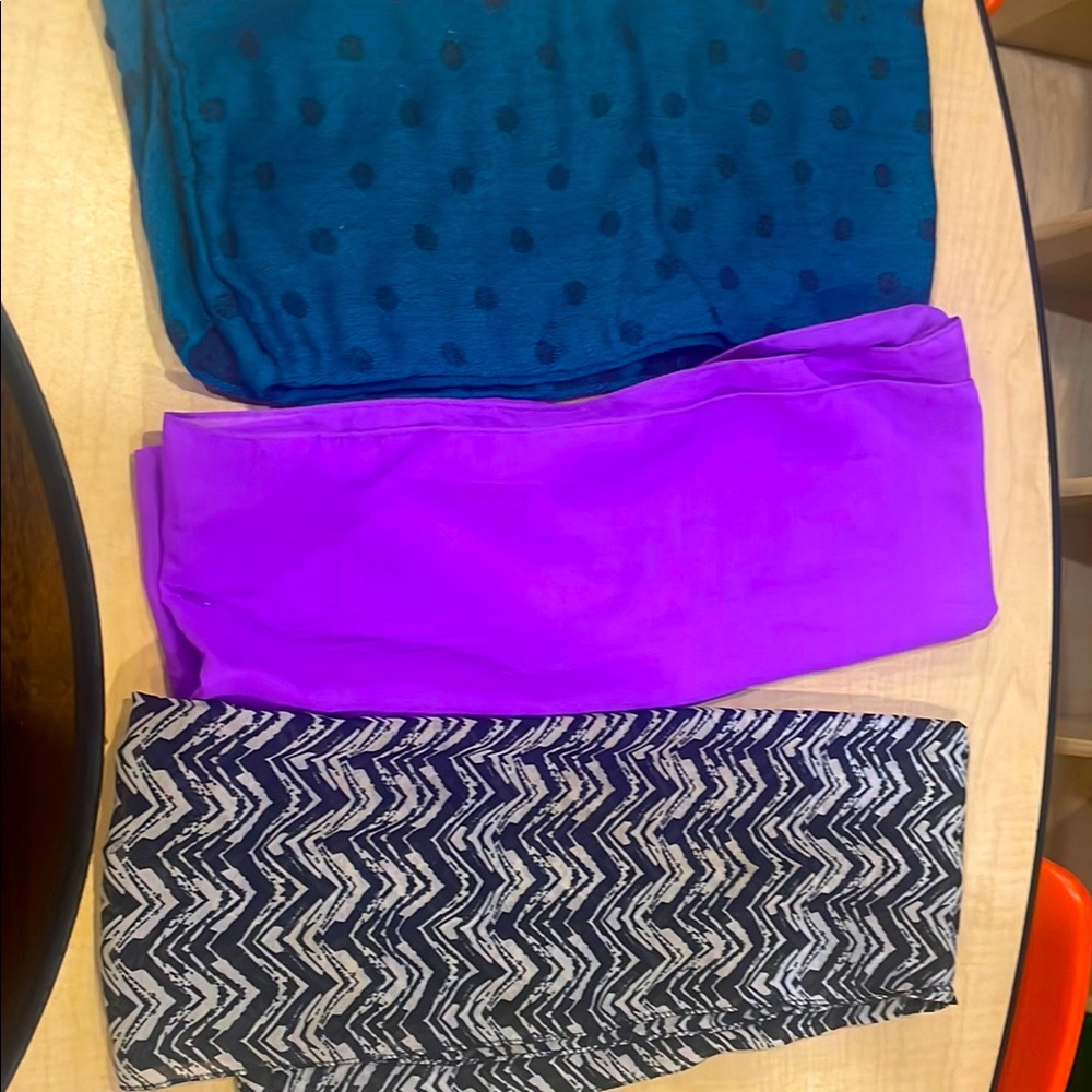 Stylish Women's Scarf Set - Teal, Purple, Black & White